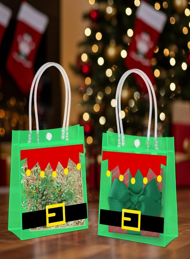 مارسبارك مجموعة مارسبارك من 24 كيس هدايا شفاف من مادة PVC لعيد الميلاد، مزودة بمقبض، وحزام سانتا كلوز، وحقيبة هدايا بلاستيكية قابلة لإعادة الاستخدام، مثالية لتوزيع الهدايا في حفلات عيد الميلاد الشتوية، مقاس 6.3 × 5.91 × 3.15 بوصة. - Image 4